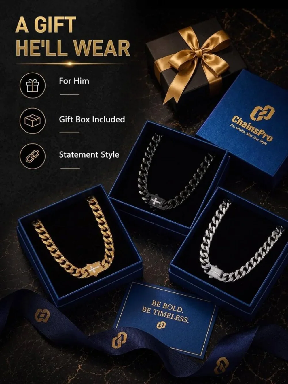 Men's Stainless Steel Cuban Link Chain Necklace, 18-30 Inch Daily Wear Accessory